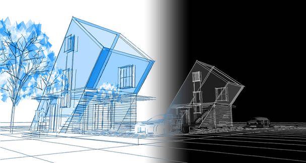 modern house concept 3d illustration - Foto, afbeelding