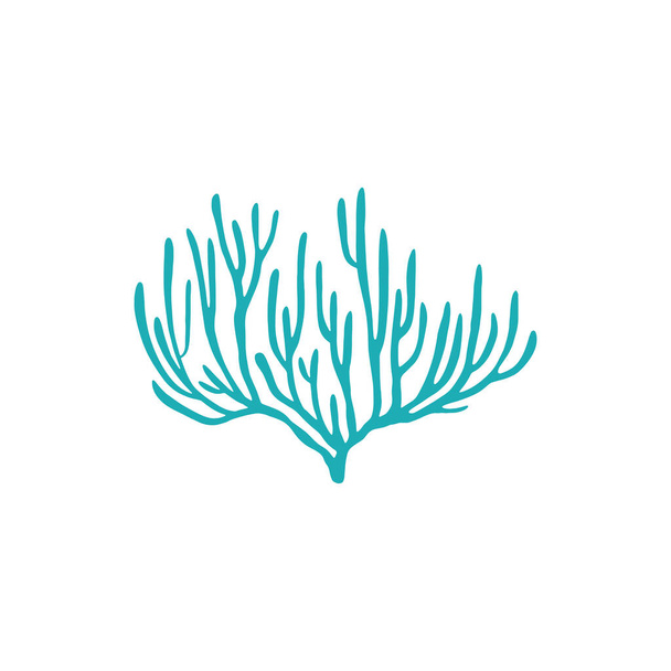 Planta de fundo marinho tropical isolada de recifes de corais moles objeto de vida marinha. Coral azul de ponta macia vetorial, símbolo de flora e fauna náutica subaquática, aquários e decoração de tanques. Planta de fundo do mar agitado - Vetor, Imagem
