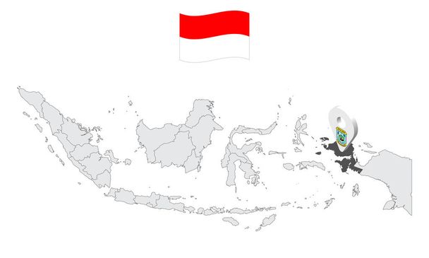 Расположение провинции Западное Папуа на карте Индонезия. 3-я отметка на карте флага Западного Папуа. Карта качества с провинциями Индонезии для дизайна вашего сайта, приложения, пользовательского интерфейса. S10. - Вектор,изображение