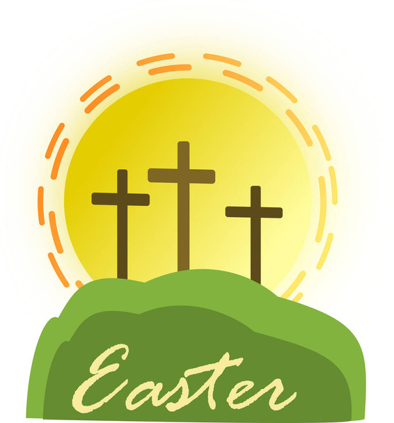 Christian Easter with the three crosses - Vector, Image