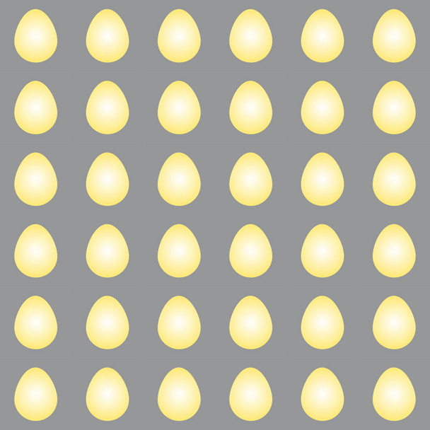 Vektor gradiens sárga húsvéti tojások csoportja, szürke alapon izolált napfénnyel. Zökkenőmentes minta - Vektor, kép