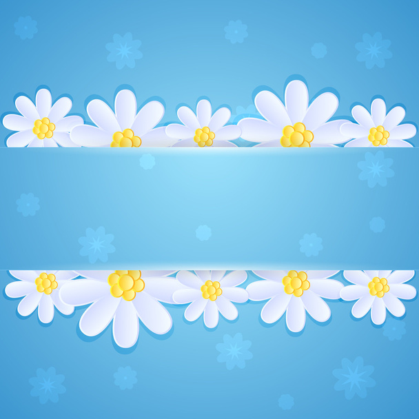 Daisies on blue background - Vector, afbeelding
