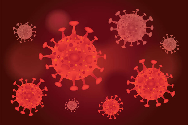 microscopía del coronavirus, pandemia de la tierra, ilustración vectorial - Vector, Imagen