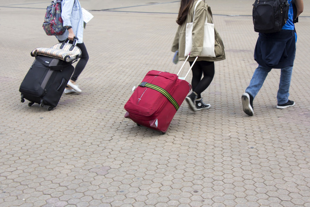 Tourists with a suitcase - Φωτογραφία, εικόνα