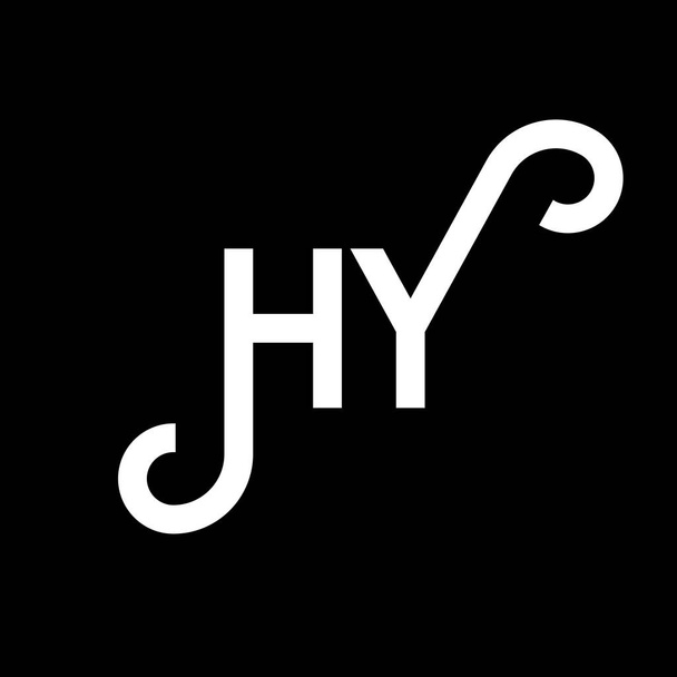 黒を基調としたハイレターロゴデザイン。HYクリエイティブイニシャルレターロゴコンセプト。手紙のデザインだ。黒を基調としたハイホワイトの文字デザイン。H Y, h Yのロゴ - ベクター画像