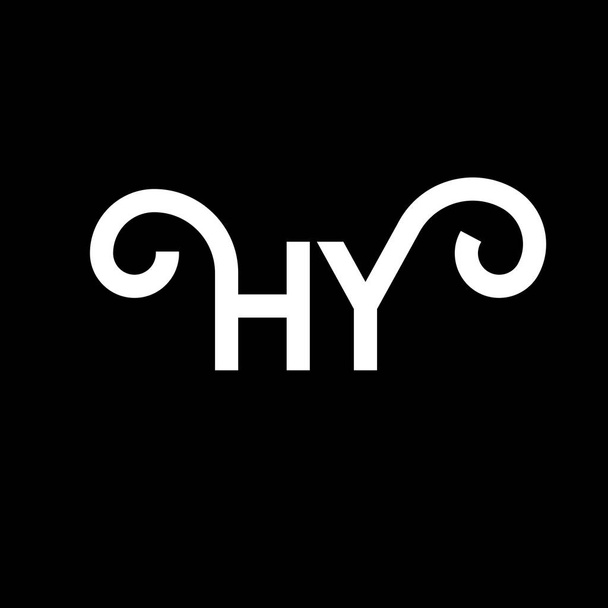 黒を基調としたハイレターロゴデザイン。HYクリエイティブイニシャルレターロゴコンセプト。手紙のデザインだ。黒を基調としたハイホワイトの文字デザイン。H Y, h Yのロゴ - ベクター画像