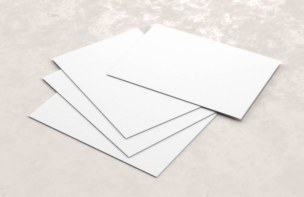 A4 size white paper mock up isolated on soft background. Blank portrait A4 mock up. 3D illustration.  - Photo, Image