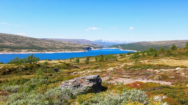Озеро Іннердальсватнет і гірська місцевість Квікне Бруна розташовані в муніципалітеті Реннебу, Норвегія.  - Фото, зображення