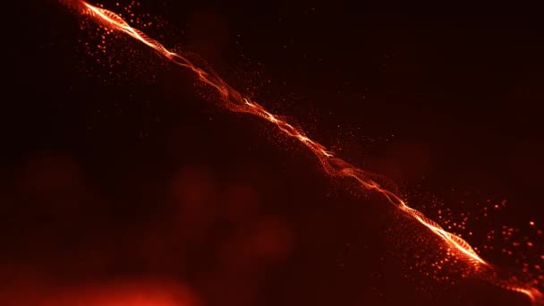 Περίληψη Fire Particles Landscape Fx Background Loop / 4k animation of a abstract fractal fire particles space landscape background with glamping mesh lines and lens flare flowing and unless looping - Πλάνα, βίντεο