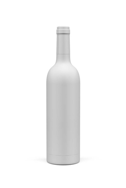 白を基調としたワインボトルモックアップ- 3Dレンダリング - 写真・画像