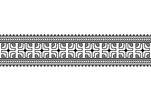マオリポリネシアンタトゥーブレスレット。トライバルスリーブシームレスパターンベクトル。サモアの国境の入れ墨は腕や足を設計します。腕章の入れ墨部族。白い背景に隔離されたバンド生地のシームレスな装飾 - ベクター画像