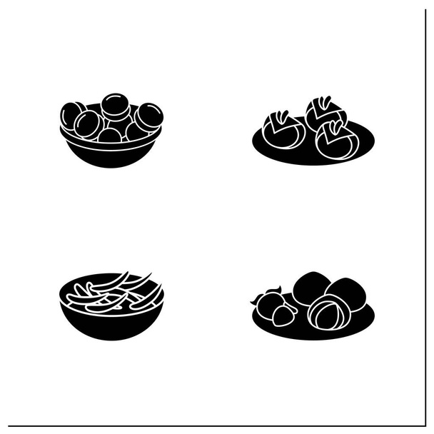 Japonské glyfy potravin ikony - Vektor, obrázek