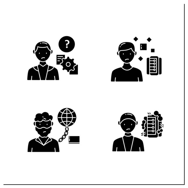 Information overload glyph icons set - Vector, Image