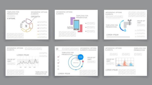 Plantillas de presentación creativas. Elementos de infografía vectorial de diseño plano para diapositivas, informe anual, folleto, folletos, diseño web y banner - Vector, imagen