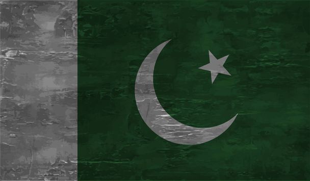 Pakistan ulusal bayrağı grunge stilinde oluşturuldu - Vektör, Görsel