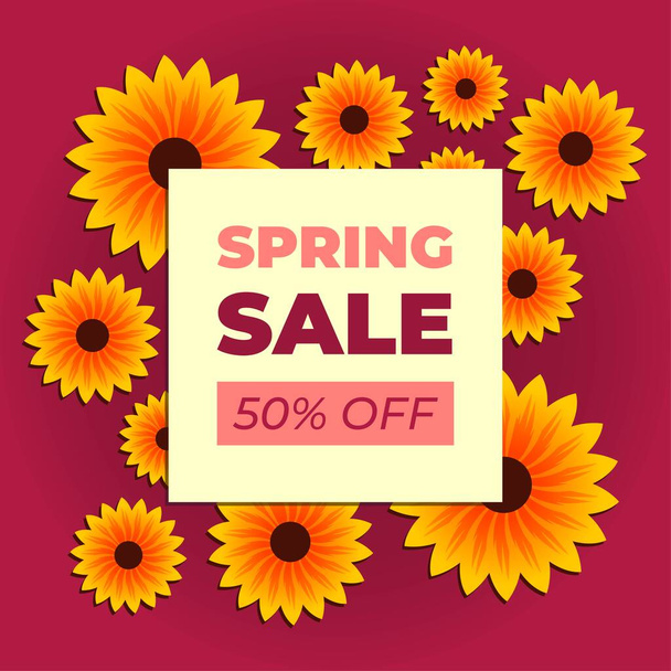 Promotional spring sale. Flowers vector - Vector, Image