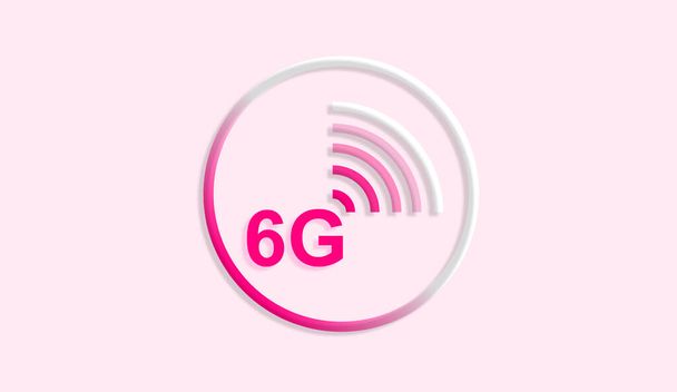 Button and logo design. Colorful telecommunication banner. Illustration, poster 6G. Speed of the massive connectivity of the device. Sixth Generation Network Connectivity.  - Photo, Image