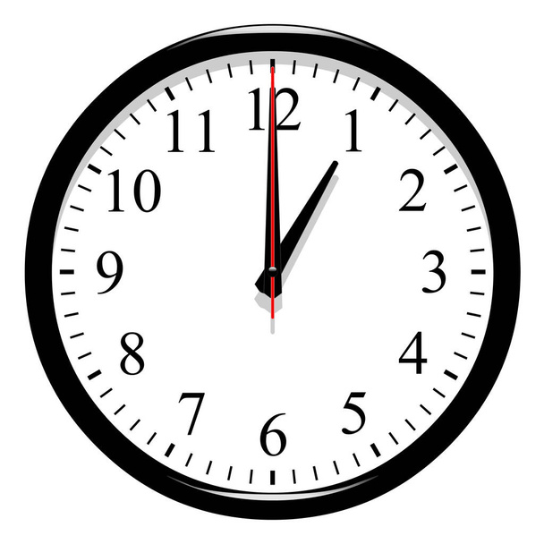 Ρολόι στη 1 η ώρα στο λευκό  - Φωτογραφία, εικόνα