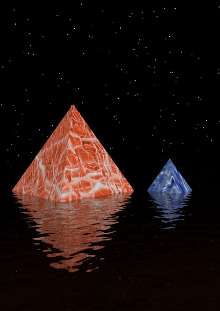 zwei Pyramiden rot und blau - Foto, Bild