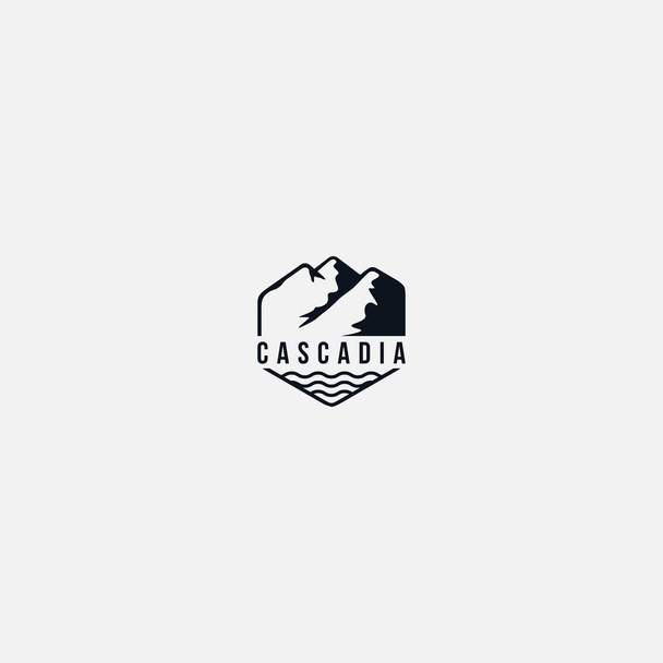 insignia paisaje cascadia montaña colina insignia - Vector, Imagen