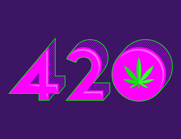 420 Símbolo de cannabis, ilustración del vector de la hoja de marihuana. - Vector, imagen