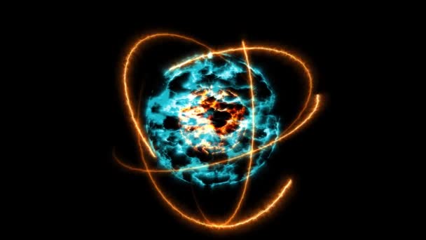 bola de fuego y hielo y átomo moviéndose por energía infinita - Metraje, vídeo