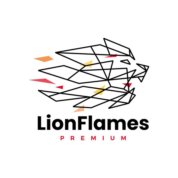 λιοντάρι φωτιά φωτιά γεωμετρικό πολύγωνο λογότυπο εικονογράφηση εικονίδιο φορέα - Διάνυσμα, εικόνα