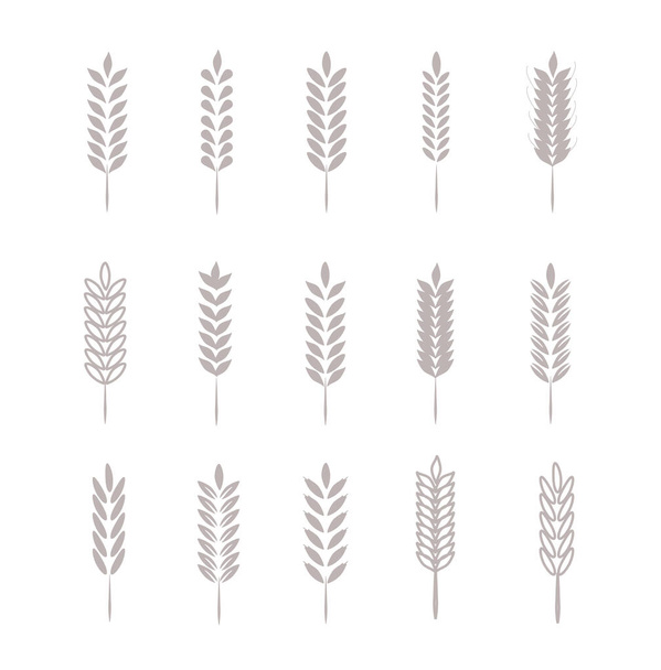 Wheat Ears Icons and Logo Set. For Identity Style of Natural Product Company and Farm Company. Organic wheat, bread agriculture and natural eat.  - Вектор,изображение