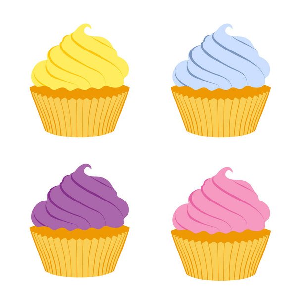 Tasty cupcakes isolated on white background - Vektor, Bild