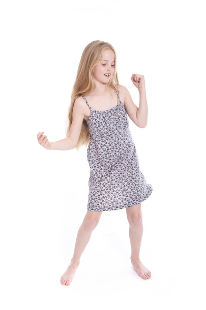 young blond girl dancing in studio - Photo, Image