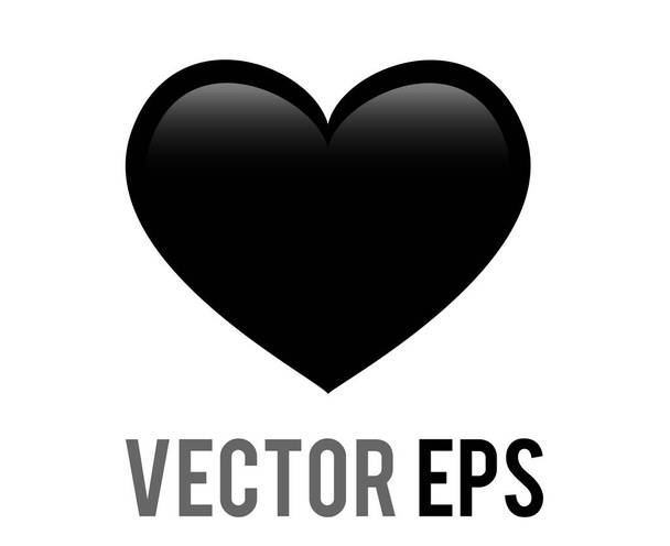 De geïsoleerde vector klassieke liefde gradiënt zwart glanzend hart icoon, uit verdriet, verdriet, donkere kant van de ziel - Vector, afbeelding