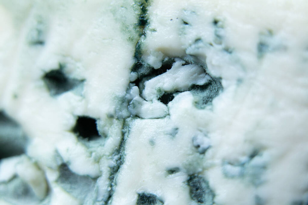 modrý sýr s modrou plísní jako pozadí makro fotografie, sýr s ušlechtilou modrou plísní - Fotografie, Obrázek