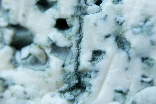 modrý sýr s modrou plísní jako pozadí makro fotografie, sýr s ušlechtilou modrou plísní - Fotografie, Obrázek