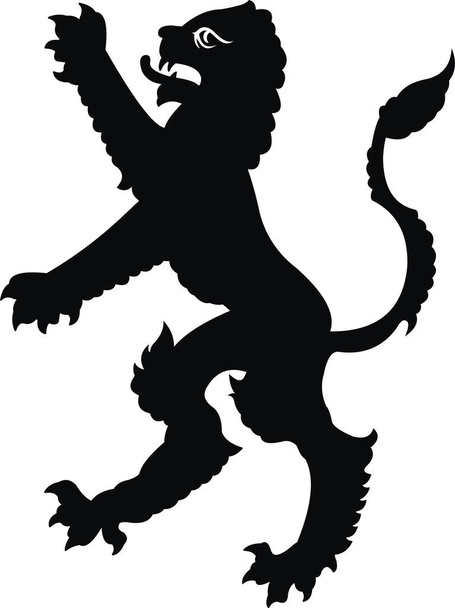 Heraldic lion vintage illustration. Black white silhouette - Photo, Image