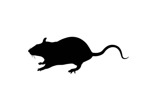 Μαύρη σιλουέτα ποντικιού σε λευκό φόντο - Διάνυσμα, εικόνα