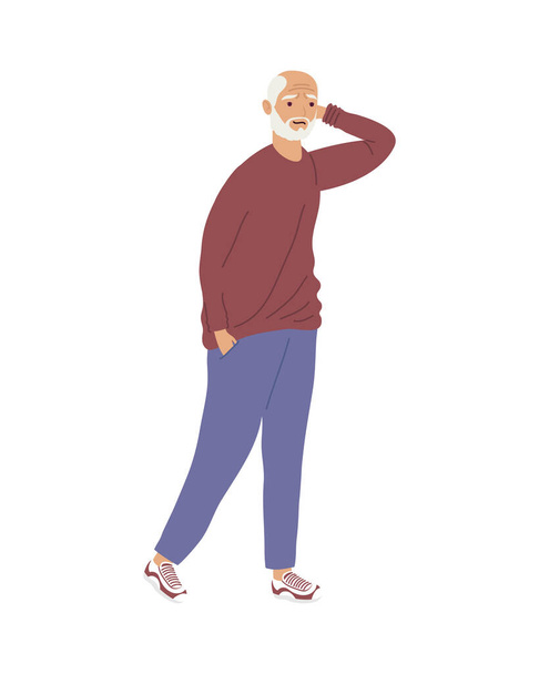 grandfather walking lost - Vector, Image