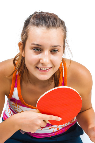 Young beautiful girl playing table tennis - Fotografie, Obrázek