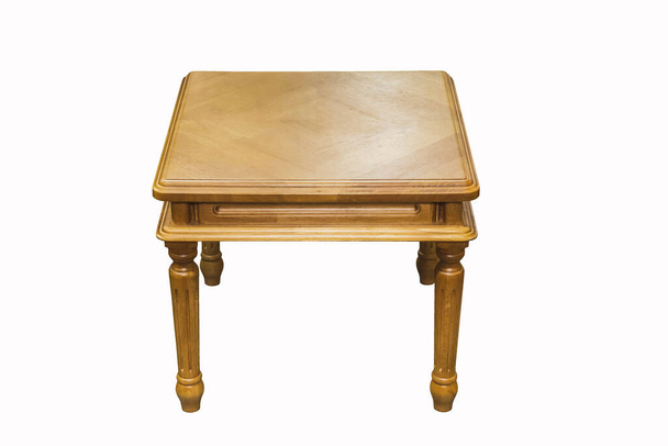 白い背景に木製のコーヒーテーブル。内装要素 - 写真・画像