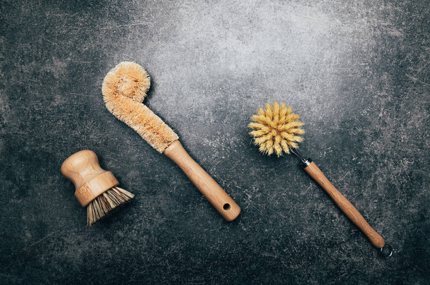Μπαμπού κουζίνα Scrub Brush Σετ 3 - Φωτογραφία, εικόνα