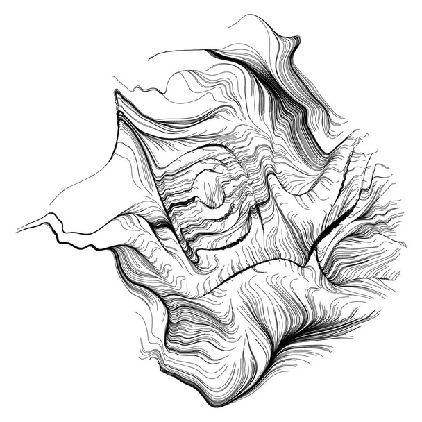 Abstract render of random wavy lines, vector design element - Vecteur, image