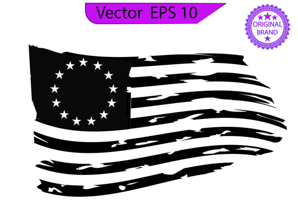 Betsy Ross 1776 13 Stars Distressed US Flag 13 ster vlag, 1776 vlag. Transparante achtergrond - Vector, afbeelding