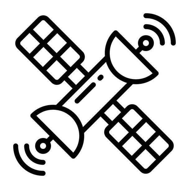Keinotekoinen satelliitti tai keinotekoinen avaruuslento kuvaketta lineaarinen tyyli - Vektori, kuva