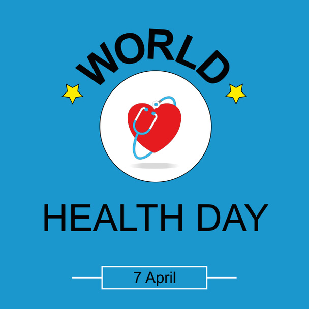 Día Mundial de la Salud. Salud, protección de la salud y medicina mundial vector cartel. Ilustración del Día Mundial de la Salud, evento internacional. Diseño del estetoscopio - Foto, imagen