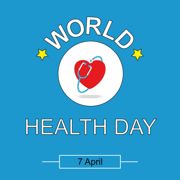 Światowy Dzień Zdrowia. Plakat z opieką zdrowotną, ochroną zdrowia i globalnym plakatem medycznym. Ilustracja Światowego Dnia Zdrowia, międzynarodowe wydarzenie. Konstrukcja stetoskopu - Zdjęcie, obraz