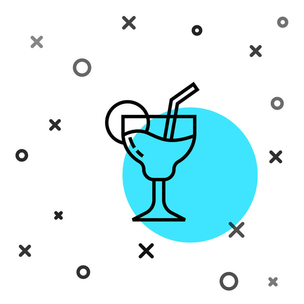 Línea negra Icono de cóctel y bebida alcohólica aislado sobre fondo blanco. Formas dinámicas aleatorias. Vector. - Vector, Imagen