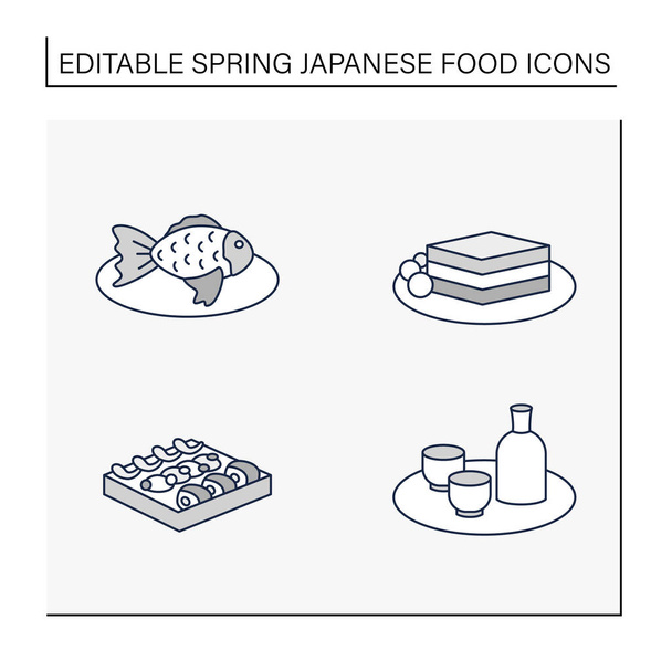 Japanese food line icons - Vector, Image