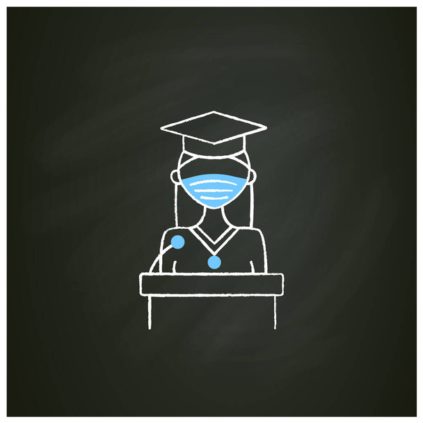 Graduation speech chalk icon - Vector, Image
