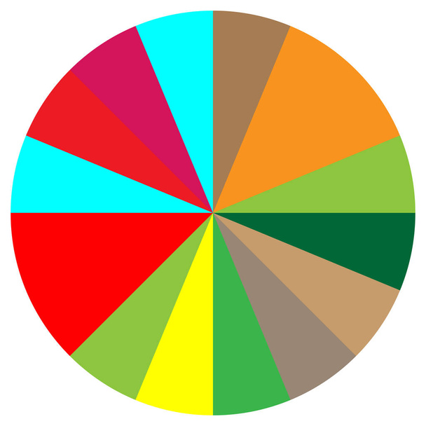 Segmented circle pie graph, pie chart infographics, presentation template design element - Vetor, Imagem