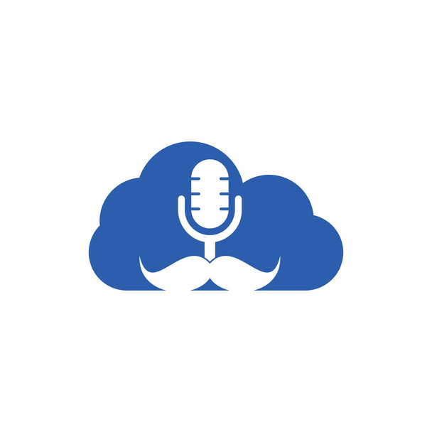 Modèle de conception de logo vectoriel nuage podcast forte. Modèle de conception de logo podcast Gentleman. Icône podcast moustache. - Vecteur, image