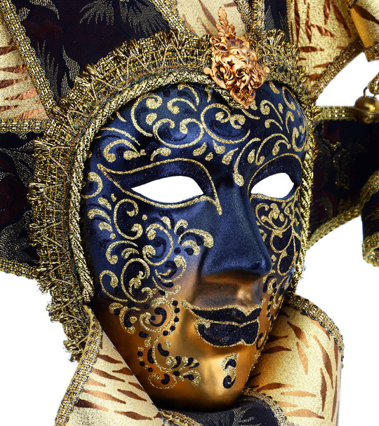 Gold black and blue Venetian carnival mask - Photo, Image